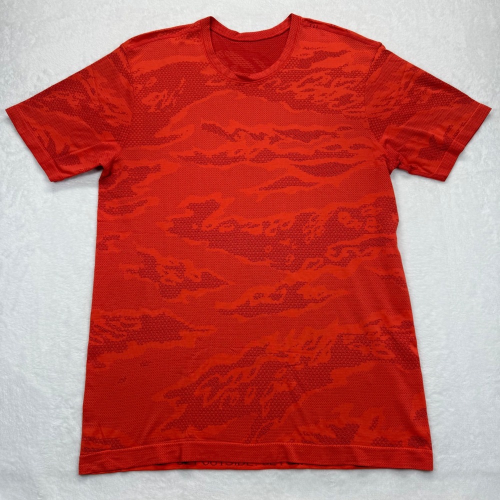 Lululemon Metal Vent Tech T-Shirt 2.0 Red‎ Camo Breathable Running Top L READ